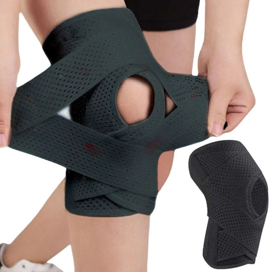 Kniebandage mit Klettverschluss und Federstützen – Atmungsaktive Kniestütze für Sport und Alltag, Ergonomische Unterstützung 1