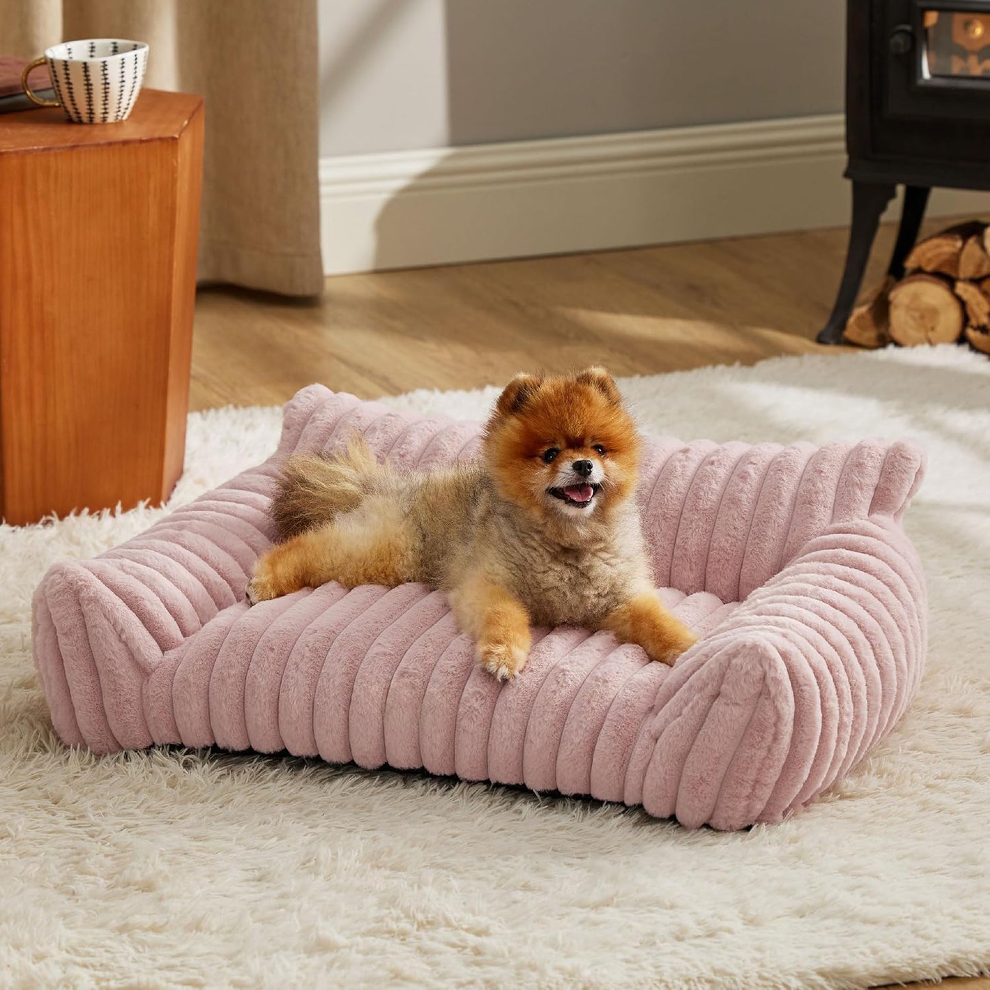Bedsure Cute Cat Couch For Pets - Fluffy Cat Sofa With Premium Soft Corduroy Fleece Fuzzy Cat Couch Bed With Cover Supportive Cat Chair For Indoor Cats