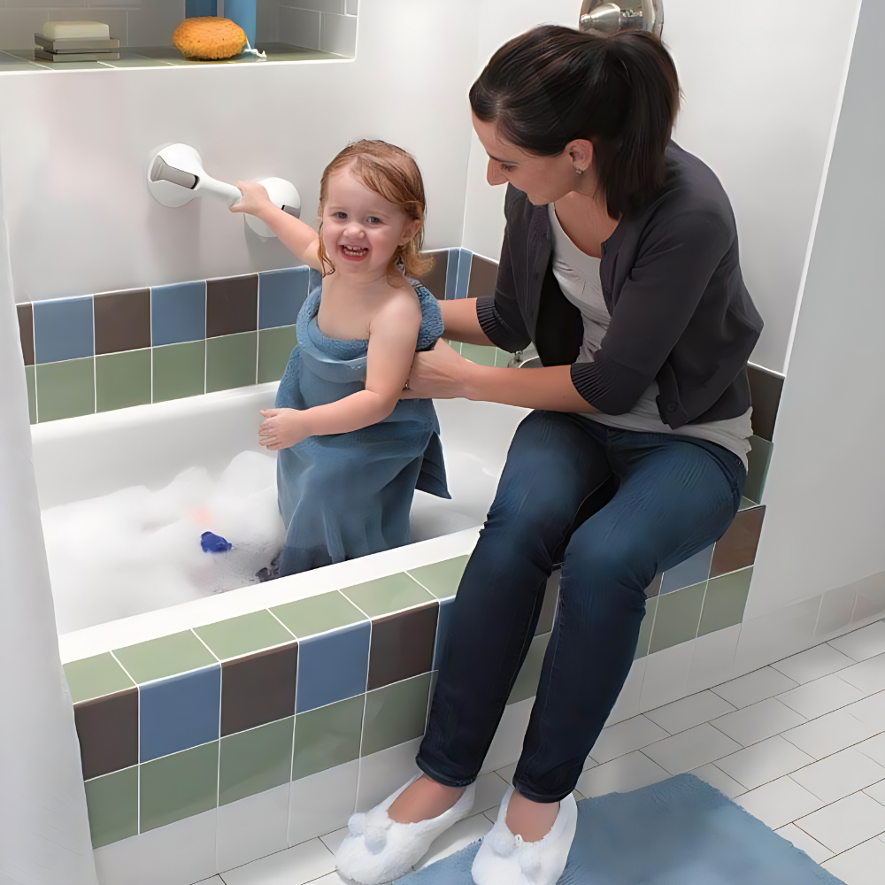 Haltegriff Badewanne mit Saugnäpfen – Sicherer Dusche Haltegriff für Senioren, Einfache Montage, Weiß, 30 cm Länge 4