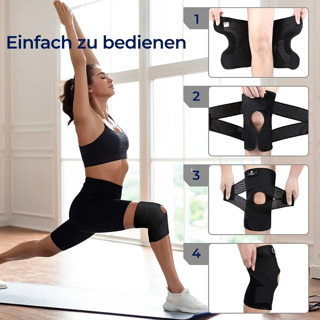 Kniebandage mit Klettverschluss und Federstützen – Atmungsaktive Kniestütze für Sport und Alltag, Ergonomische Unterstützung 6